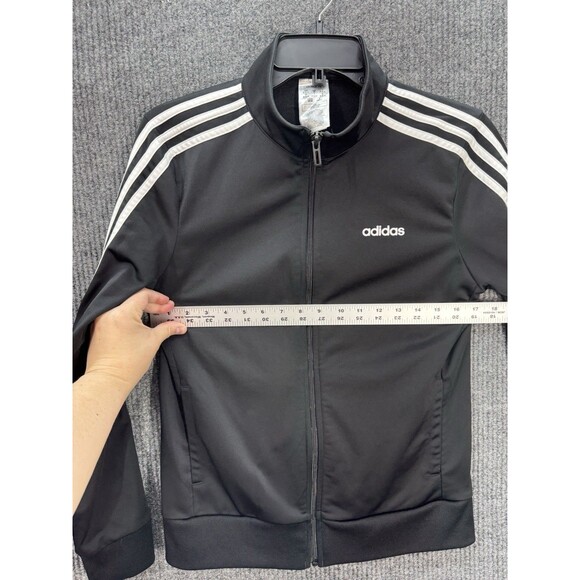 Adidas Full Zip Track Jacket Boys Youth Medium 12-14 Black White Stripes Mock - Picture 6 of 7